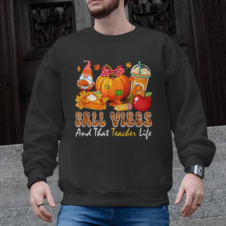 Fall Vibes Costume Teacher Thanksgiving Leopard Gnome Men Graphic Sweatshirt