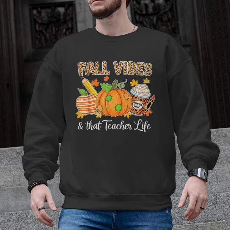Fall Vibes And That Teacher Life Autumn Thanksgiving Men Graphic Sweatshirt