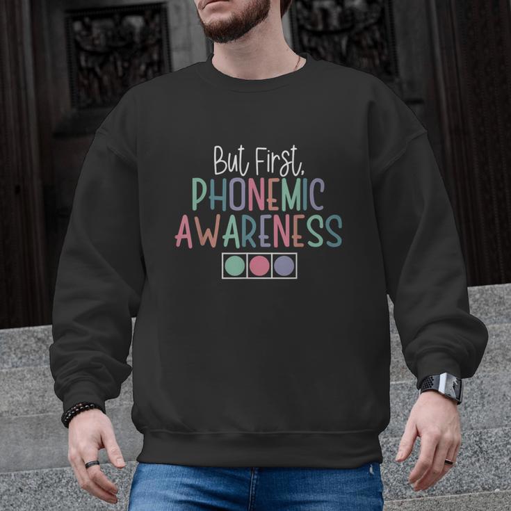 But First Phonemic Awareness Reading Teacher Interventionist Men Graphic Sweatshirt