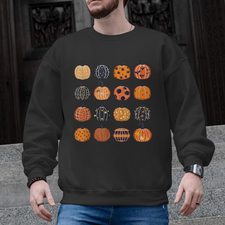 Folk Art Pumpkins Teacher Nurses Admin Witch Halloween Cute Men Graphic Sweatshirt