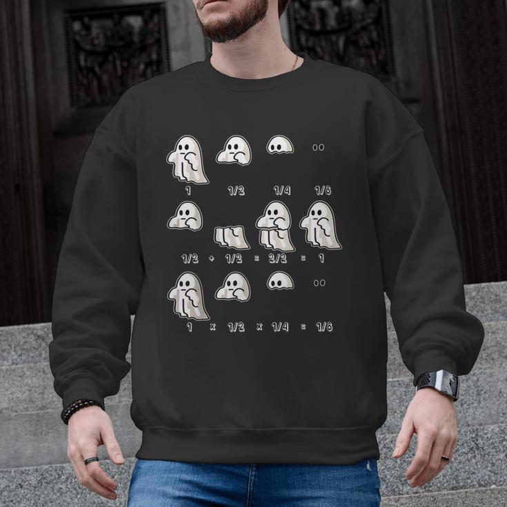 Fractions Math Teacher Ghost Math Halloween Humorous Men Graphic Sweatshirt