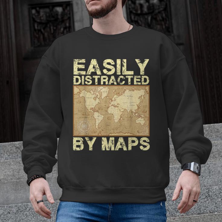 Geography Teacher Easily Distracted By Maps Men Graphic Sweatshirt