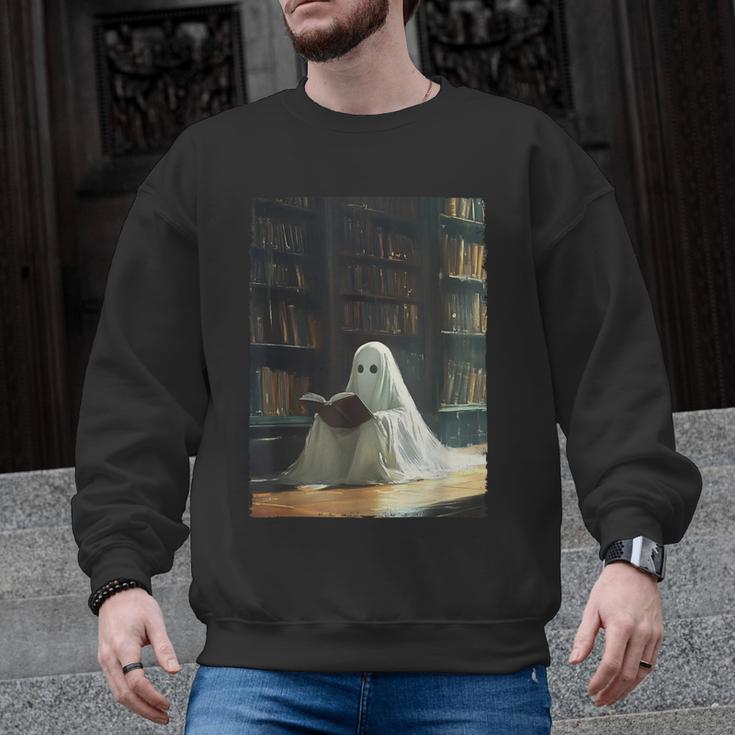 Ghost Library Halloween Book Reading Books Lover Teacher Men Graphic Sweatshirt