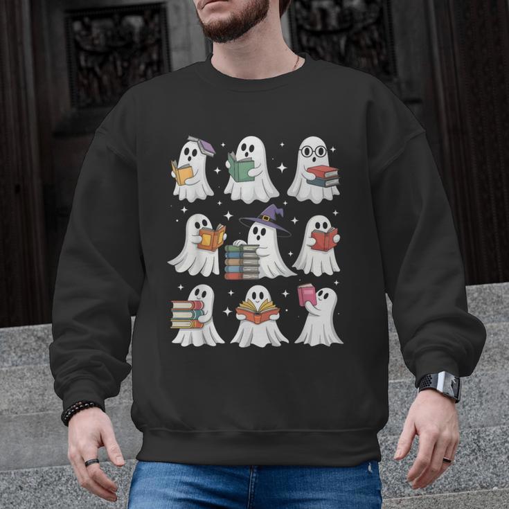 Ghost Reading Teacher Halloween Costume Librarian Book Lover Men Graphic Sweatshirt