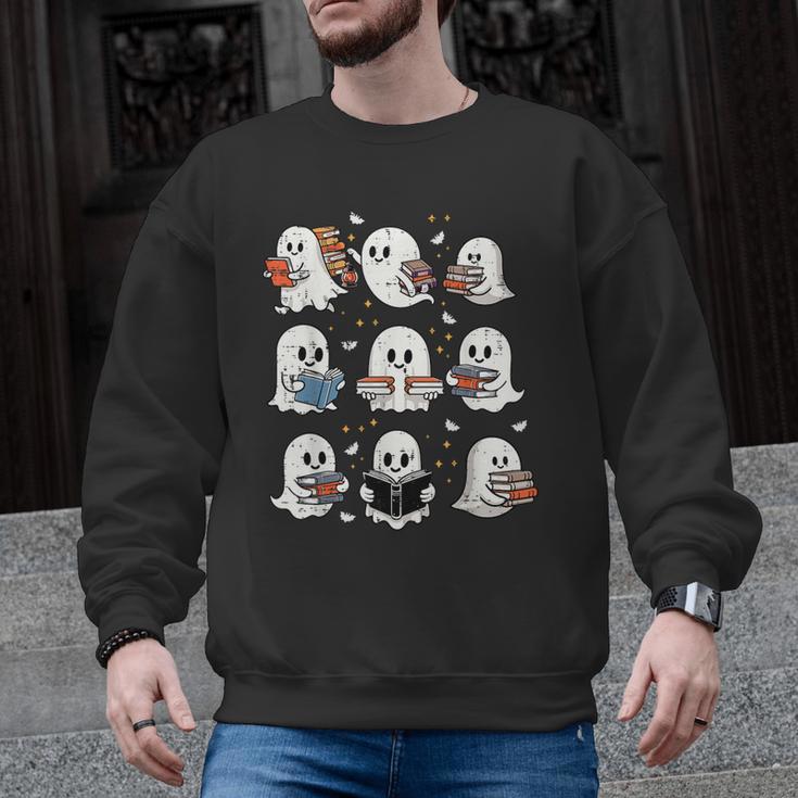 Ghosts With Books Library Halloween Men Women Kids Teacher Men Graphic Sweatshirt
