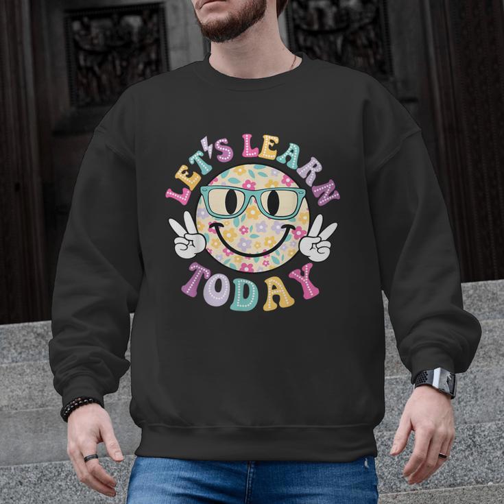 Groovy Retro Lets Learn Today Teacher Student Back To School Men Graphic Sweatshirt