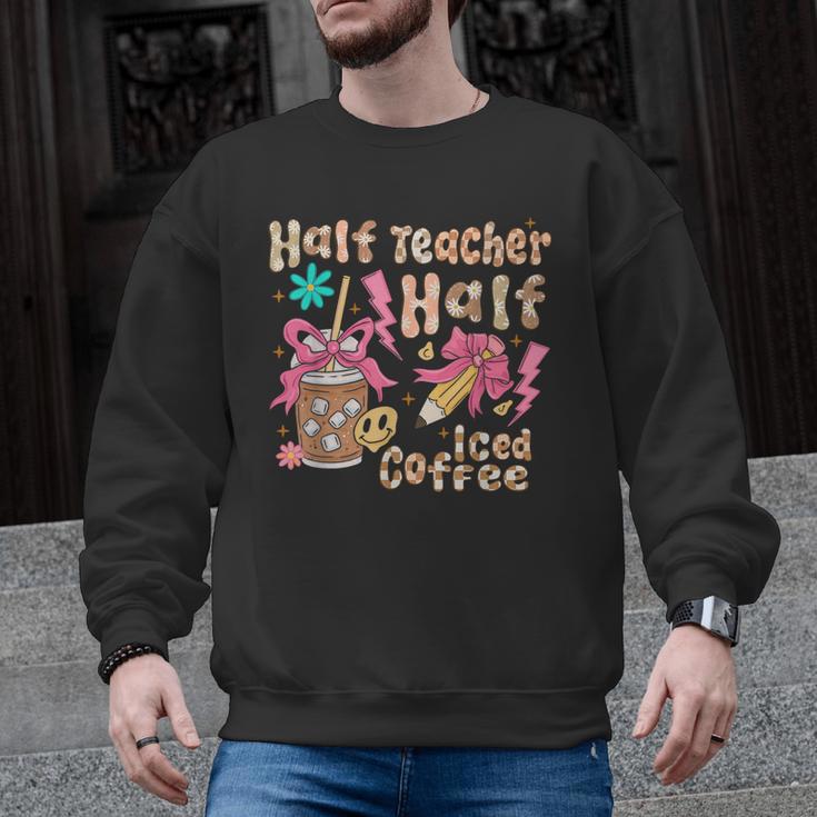 Half Teacher Half Iced Coffee Back To School Men Graphic Sweatshirt