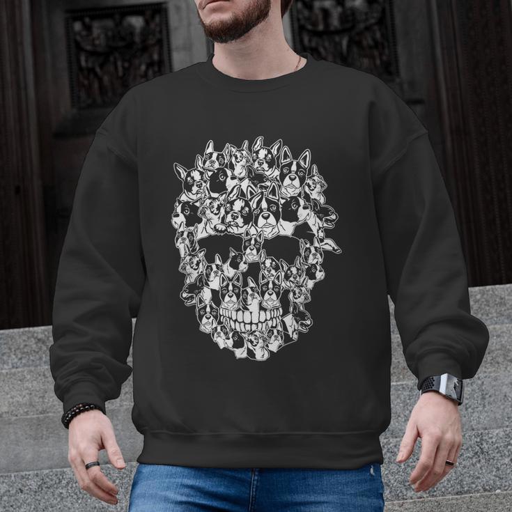 Halloween Costume Skull Boston Terrier Dog Lover Men Graphic Sweatshirt