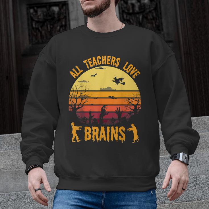 Halloween Costume Teacher Love Brains Zombie Men Graphic Sweatshirt