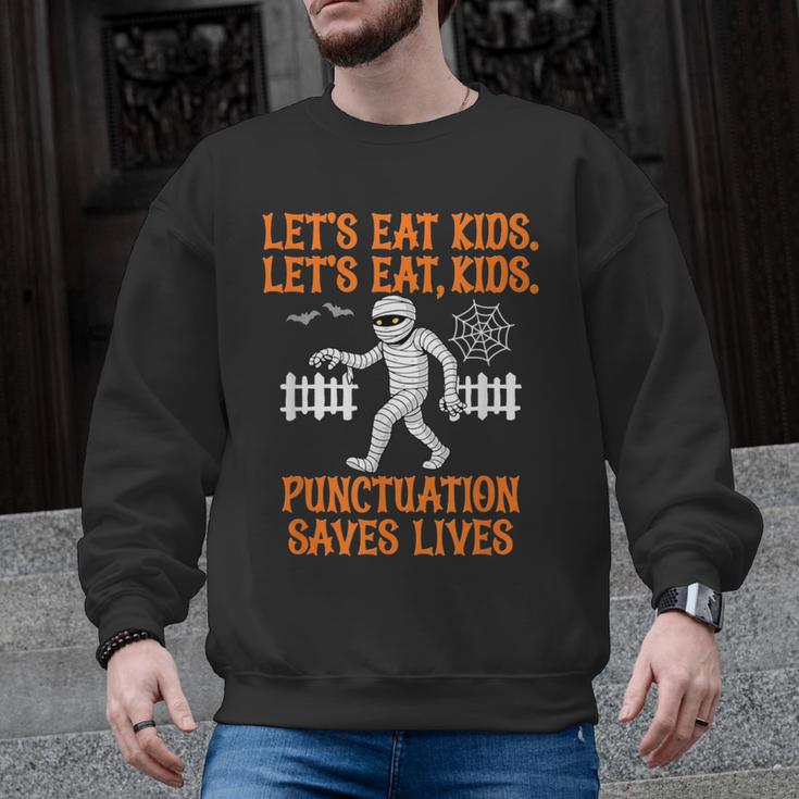 Halloween Lets Eat Kids Punctuation Teacher Men Graphic Sweatshirt