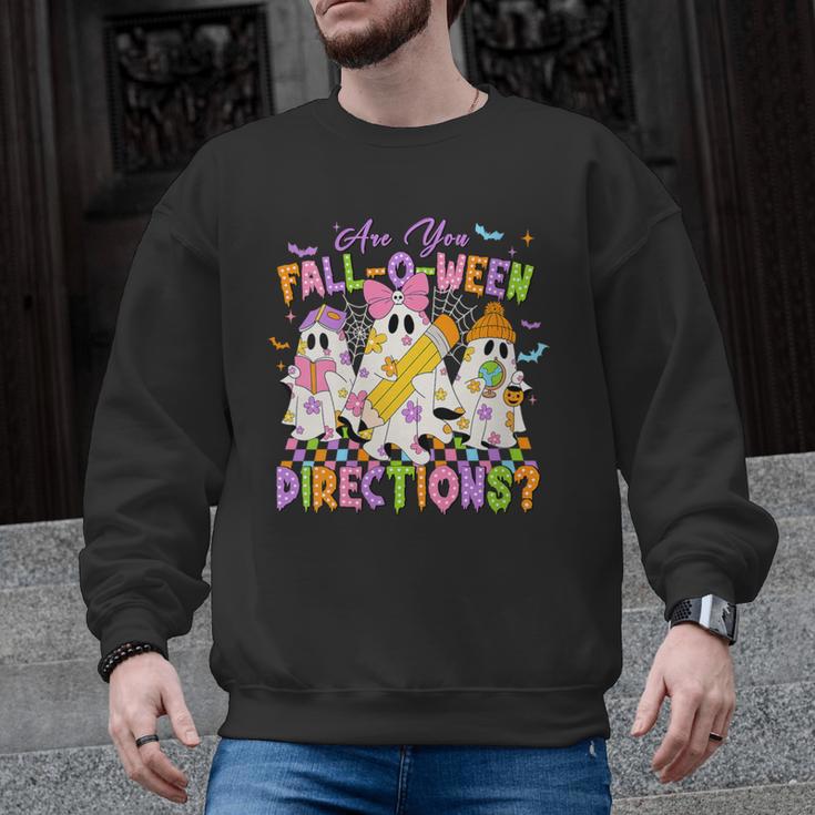 Halloween Floral Ghost Teacher Are You Falloween Directions Men Graphic Sweatshirt