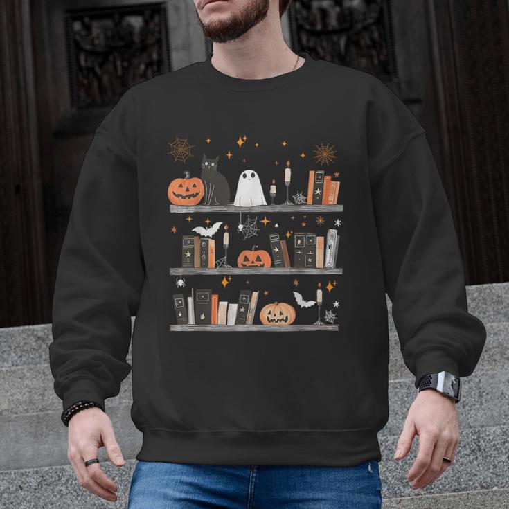 Halloween Library Ghost Books Teacher Spooky Trick Or Teach Men Graphic Sweatshirt