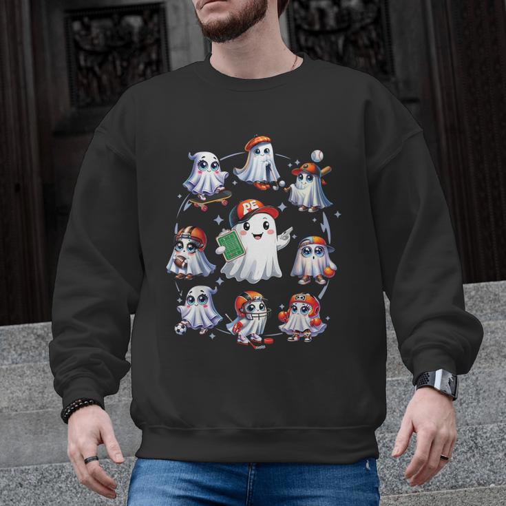 Halloween PE Teacher Ghost Playing Sports Physical Education Men Graphic Sweatshirt