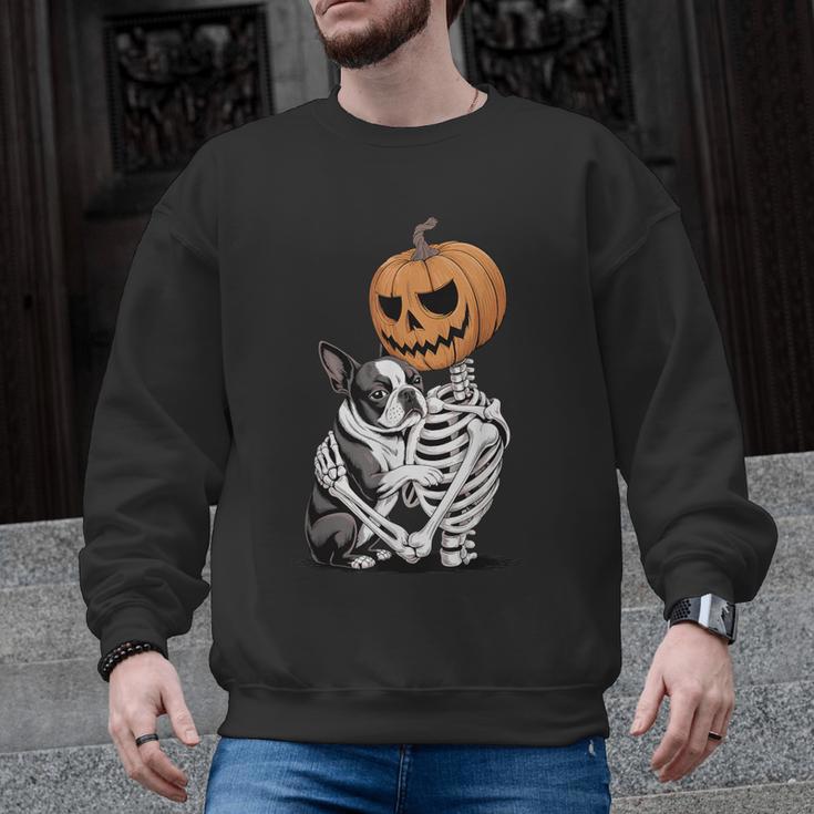 Halloween Skeleton Boston Terrier Men Graphic Sweatshirt, Boston Terrier Halloween Gifts, trending gift