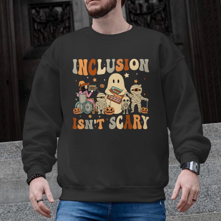 Halloween SLP Sped Teacher Groovy Inclusion Isn't Scary Men Graphic Sweatshirt