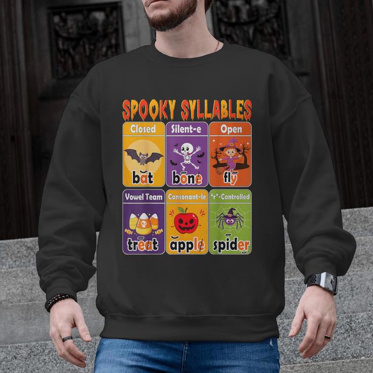 Halloween Spooky Syllable Types Teacher Educational Men Graphic Sweatshirt
