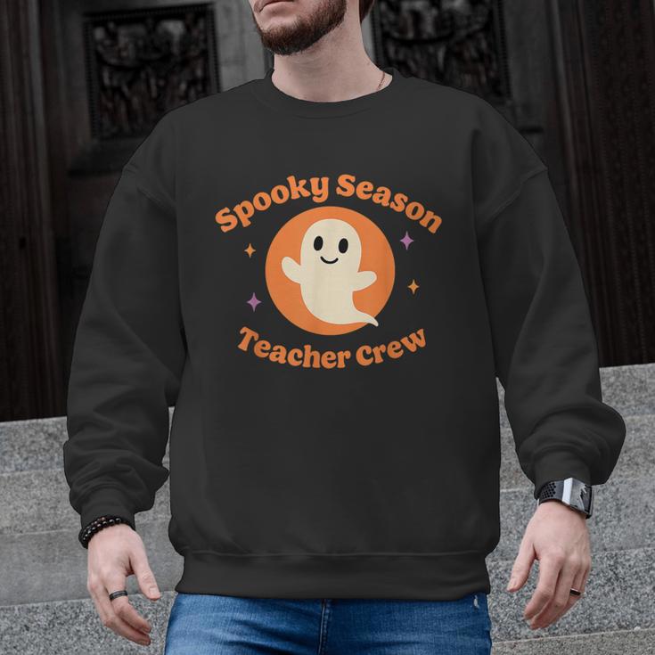 Halloween Teacher Crew Spooky Season Retro Ghost Men Graphic Sweatshirt
