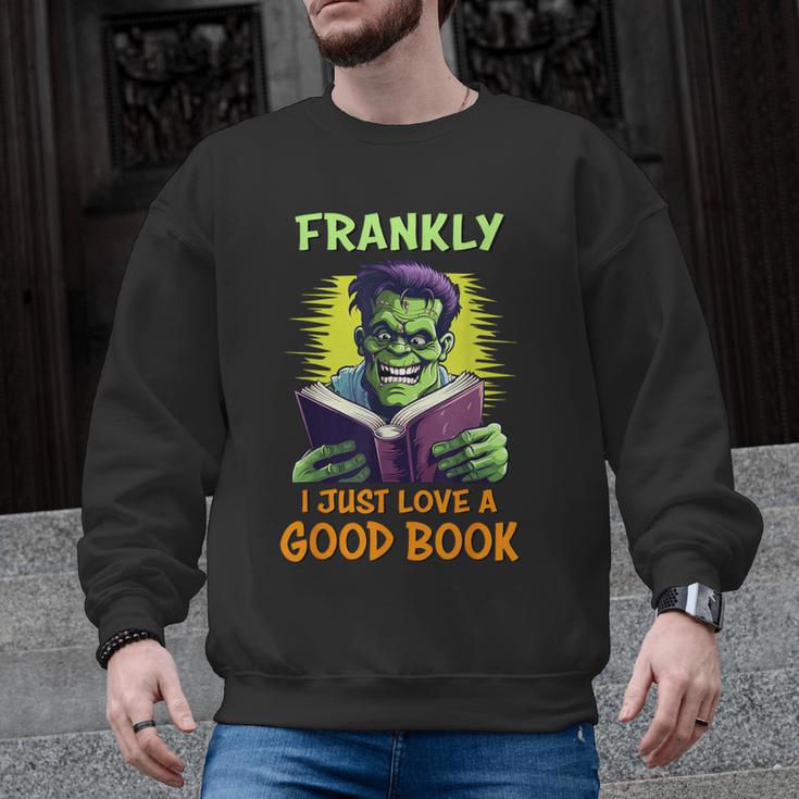 Halloween Teacher Librarian Frankenstein Reading Books Men Graphic Sweatshirt
