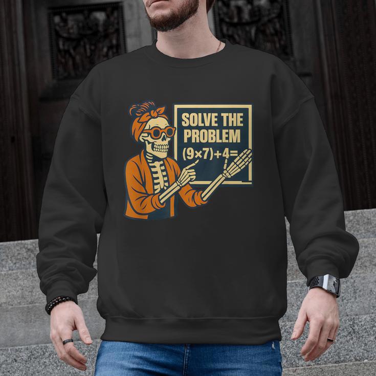 Halloween Teacher Six Seven Meme 6 7 Skeleton Spooky Costume Men Graphic Sweatshirt