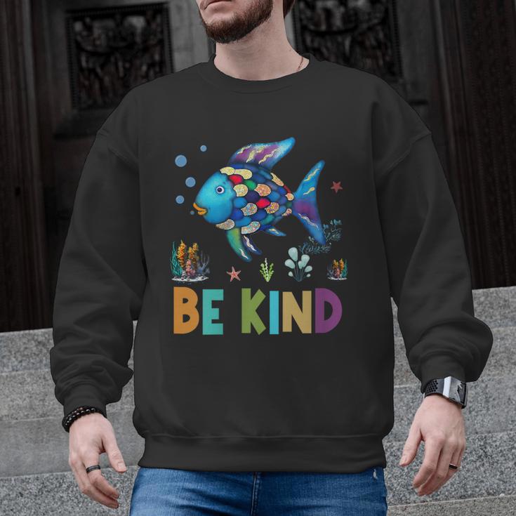 Happy First Day Of School Fish Rainbows Teacher Be Kind Men Graphic Sweatshirt