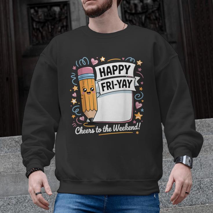 Happy Fri-Yay Teacher Fry Yay Friday Weekend Men Graphic Sweatshirt