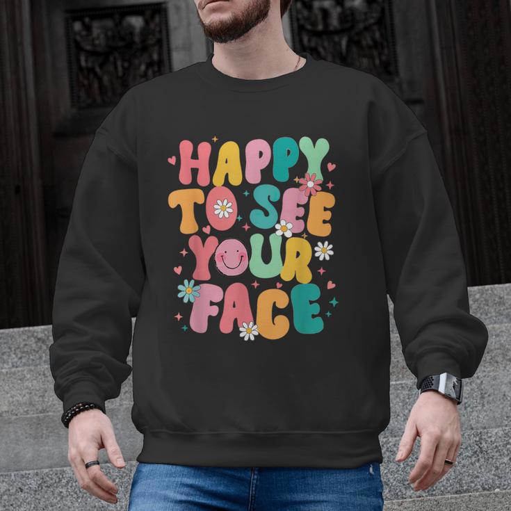 Happy To See Your Face Teacher Disco Ball Back To School Men Graphic Sweatshirt