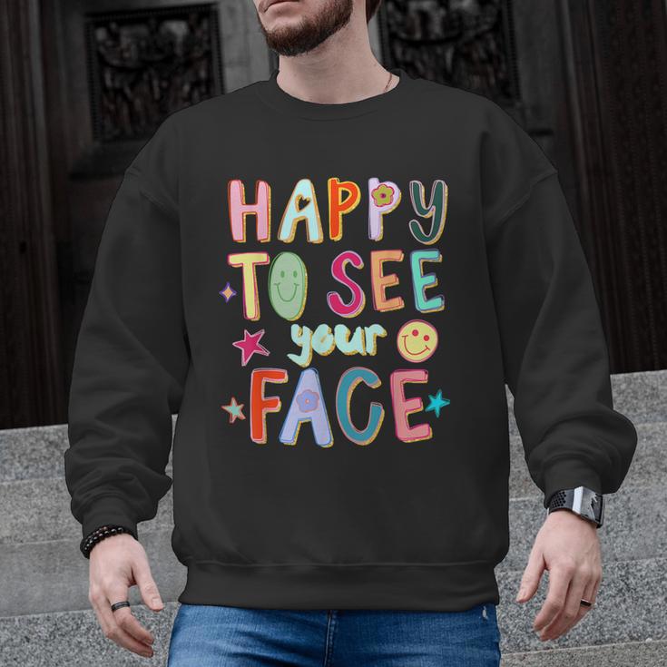 Happy To See Your Face Teacher Retro Back To School Men Graphic Sweatshirt