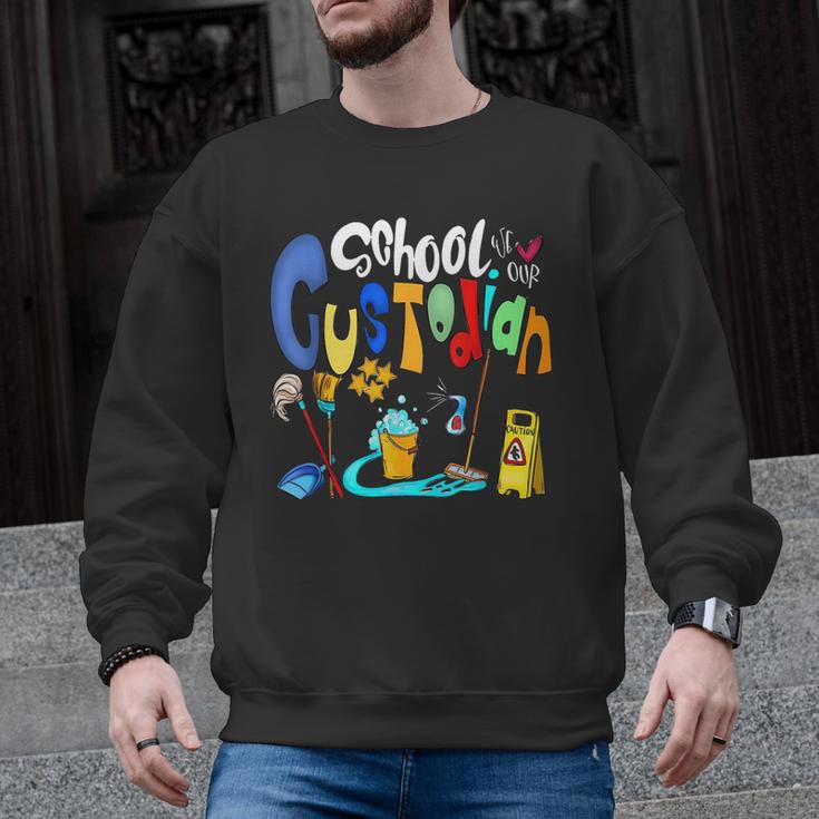 We Heart Love Our School Custodian For Teacher & Kids Men Graphic Sweatshirt