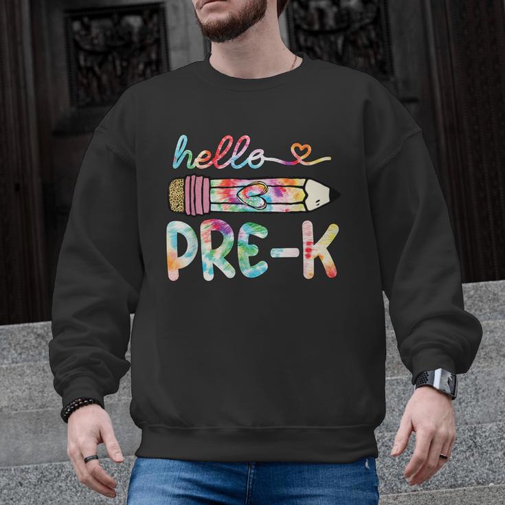 Hello Pre-K Pencil Teacher Student Tie Dye Men Graphic Sweatshirt