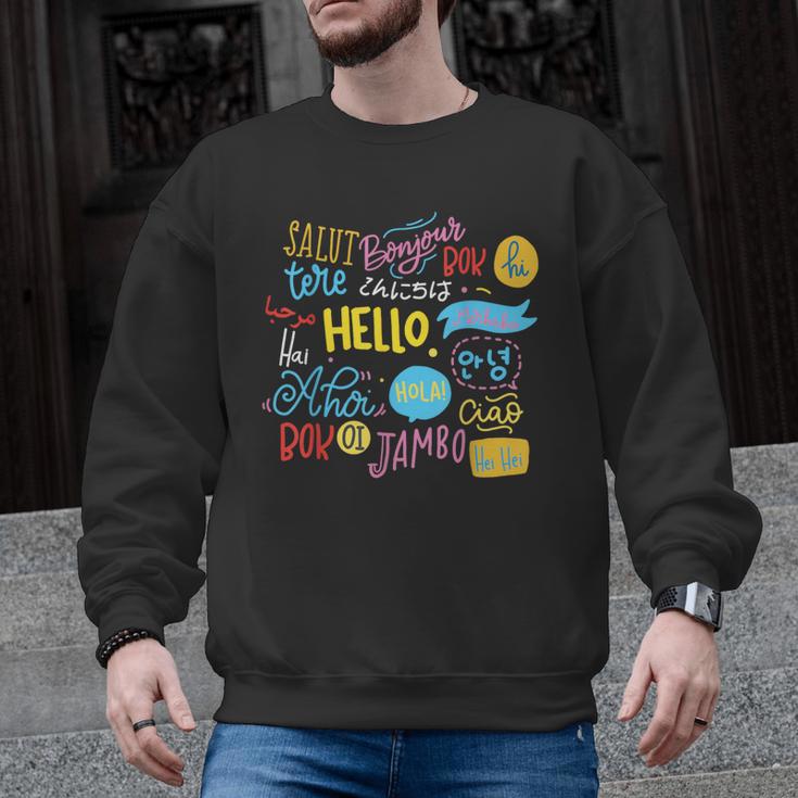 Hello Word In Different Languages Travel And Teacher Lover Men Graphic Sweatshirt