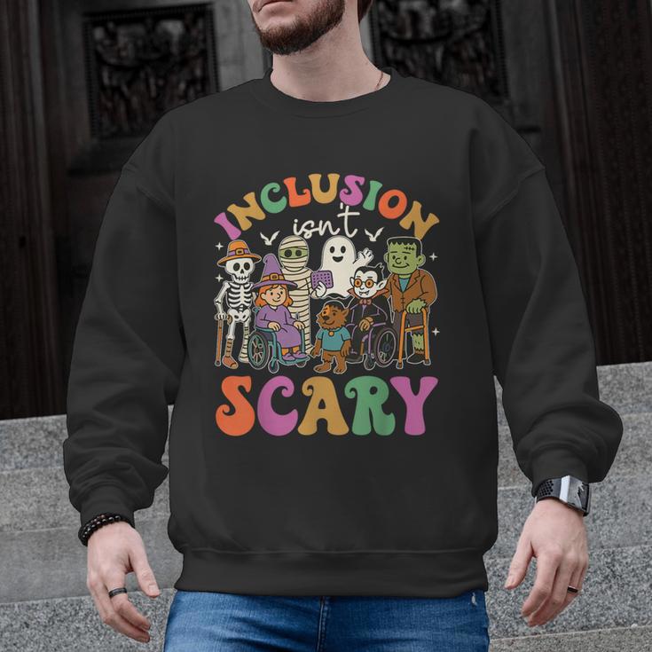 Inclusion Isnt Scary Halloween Skeleton Ghost Sped Teacher Men Graphic Sweatshirt
