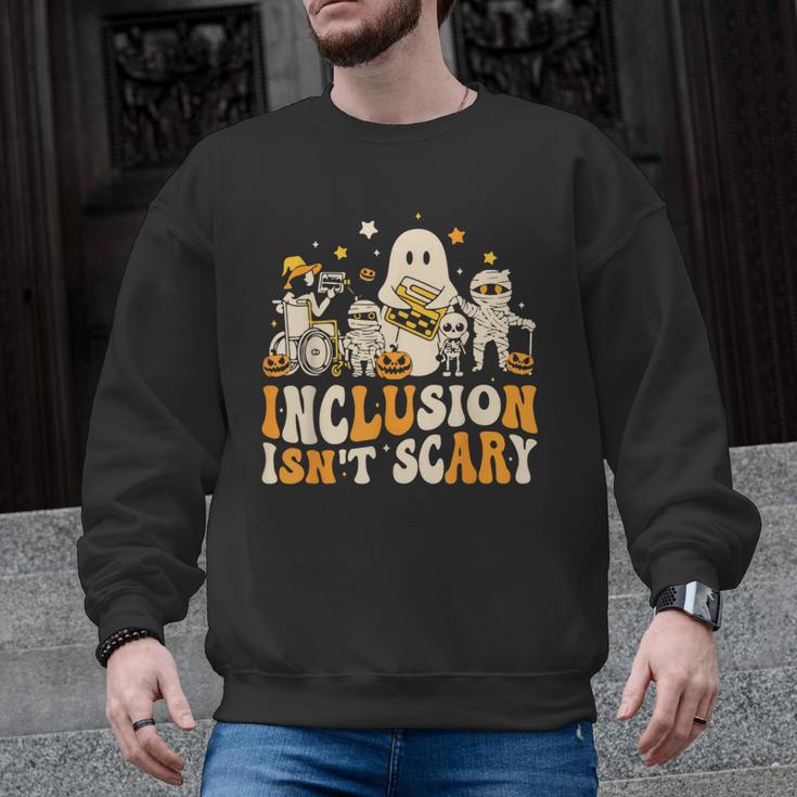 Inclusion Isn't Scary Mummy Boo Ghost Halloween SLP Teacher Men Graphic Sweatshirt