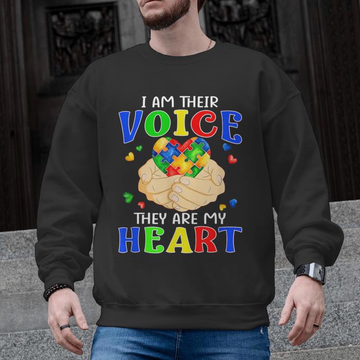 I Am Their Voice They Are My Heart Autism Awareness Teacher Men Graphic Sweatshirt