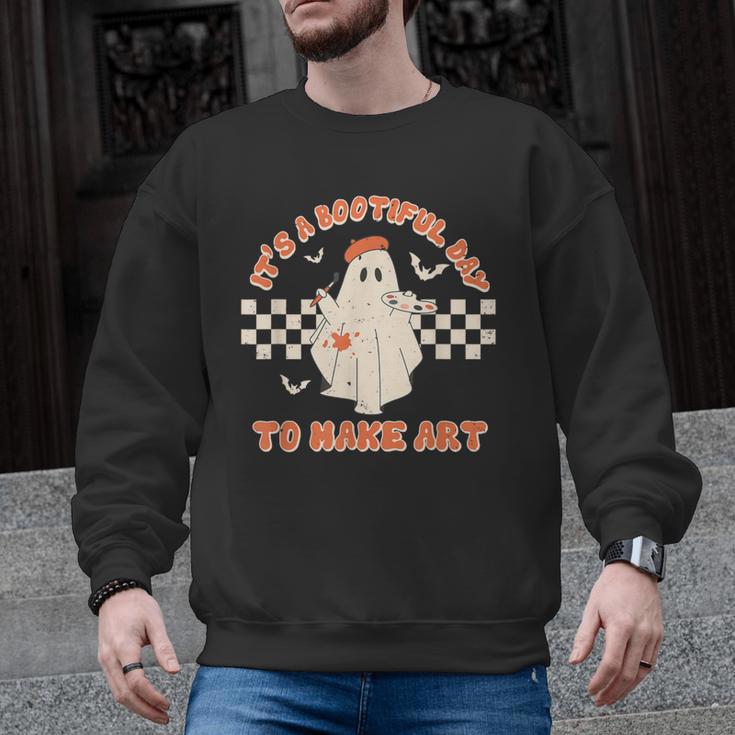 It's A Bootiful Day To Make Art Halloween Art Teacher Men Graphic Sweatshirt