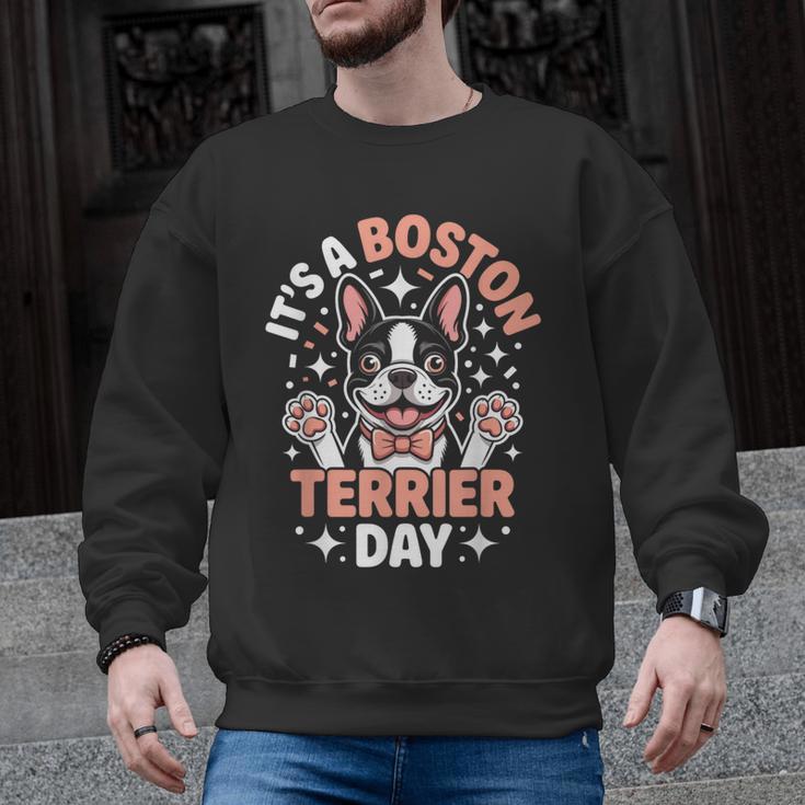 It’s A Boston Terrier Day Pet Cute Dog Lover Cartoon Men Graphic Sweatshirt