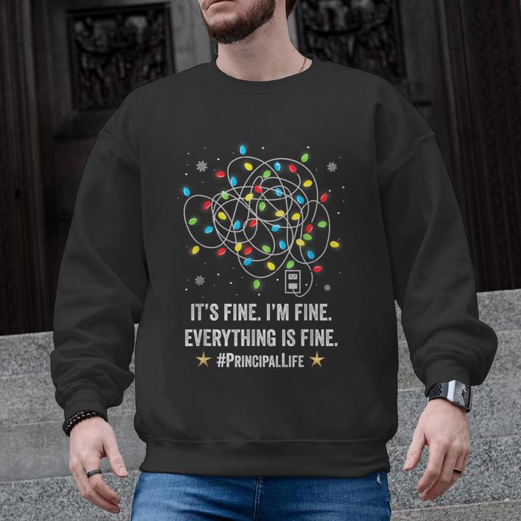 It's Fine I'm Fine Christmas Light Principal Teacher Xmas Men Women Men Graphic Sweatshirt