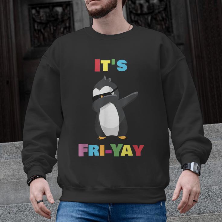 It's Fri-Yay Dabbing Penguin Friday Weekend Teacher Student Men Graphic Sweatshirt
