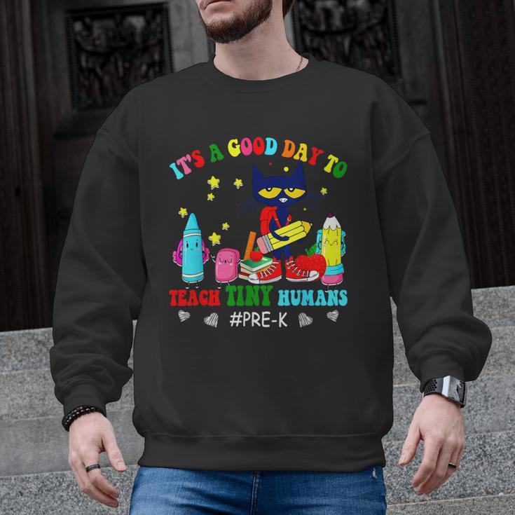 It's A Good-Day To Teach Tiny Humans Pre-K Cat Teacher Lover Men Graphic Sweatshirt