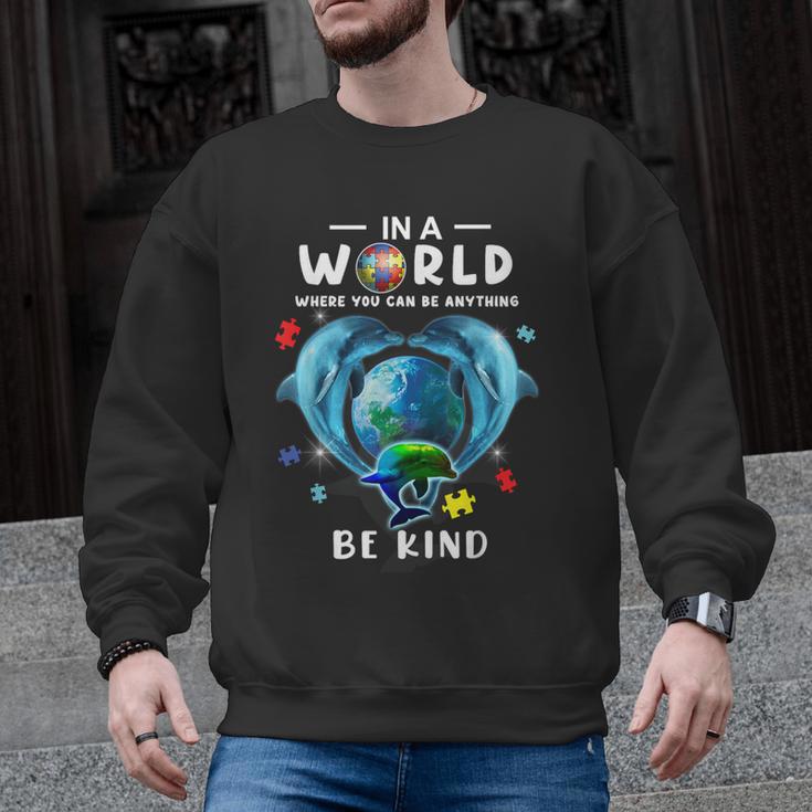 Be Kind Dolphin Autism Awareness Back To School Teacher Men Women Kids Men Graphic Sweatshirt