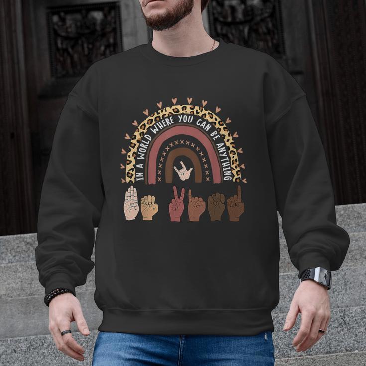 Be Kind Hand-Talking Teacher Artist ASL Men Graphic Sweatshirt