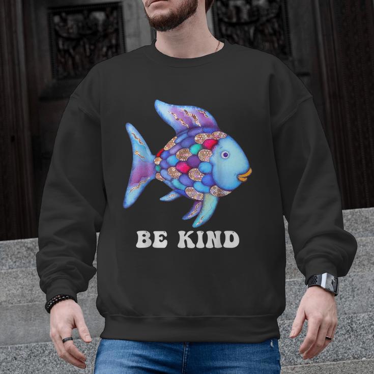 Be Kind Rainbow Fish Teacher Life Teaching Back To School Men Graphic Sweatshirt