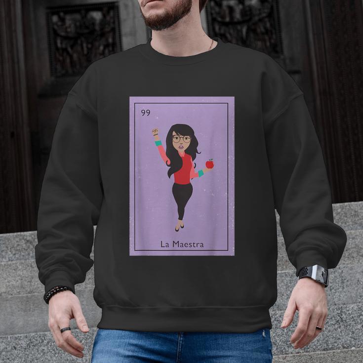 La Maestra Mexican Bingo Card Teacher Lottery Card Men Graphic Sweatshirt