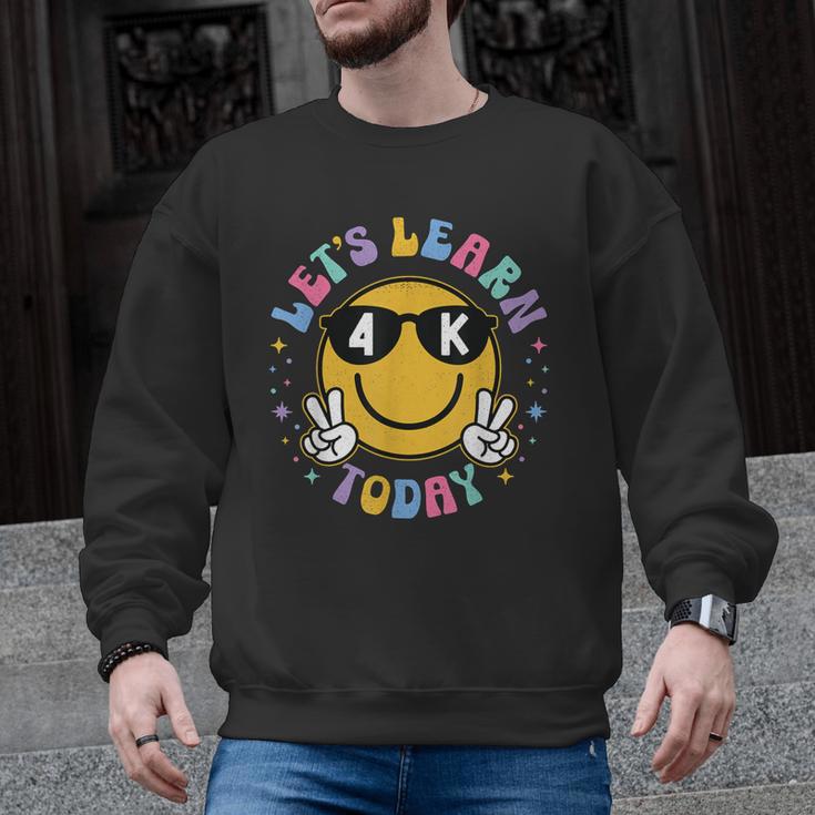 Lets Learn Today Shirt Smile Face 4K Teacher Back To School Men Graphic Sweatshirt