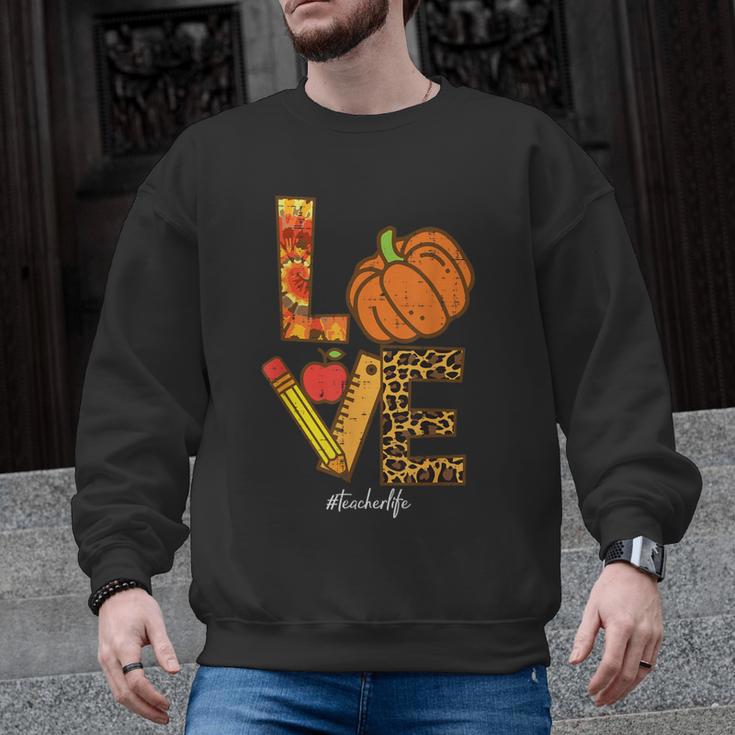 Leopard Pumpkin Love Teacher Life Thanksgiving Fall Women Men Graphic Sweatshirt