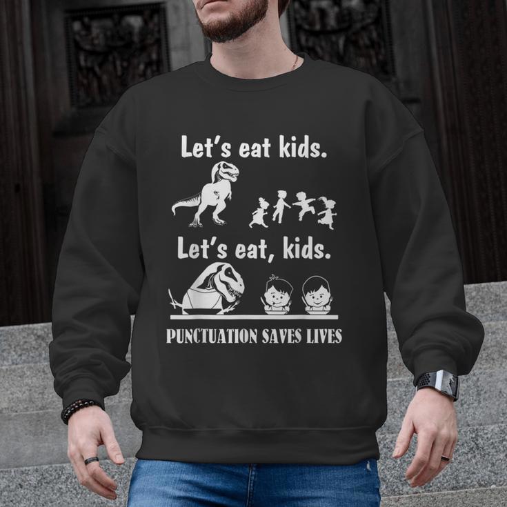 Let's Eat Kids Fun Dinosaurs Grammar Teacher Men Graphic Sweatshirt