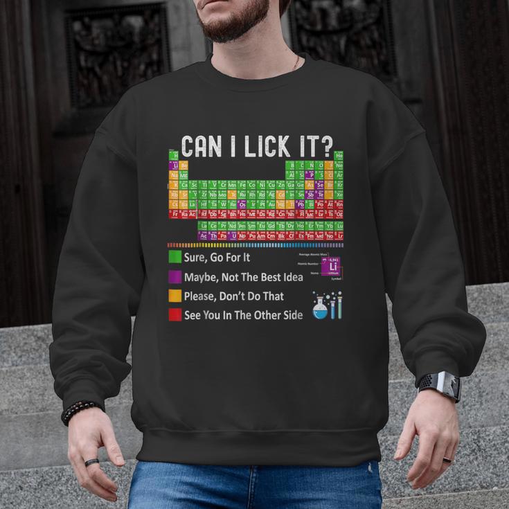 Can I Lick It Periodic Table Chart Science Teacher Cool Meme Men Graphic Sweatshirt