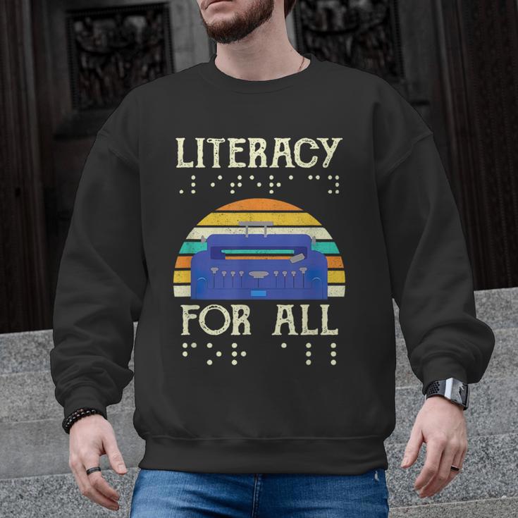 Literacy For All Visually Impaired Braille Teacher The Blind Men Graphic Sweatshirt