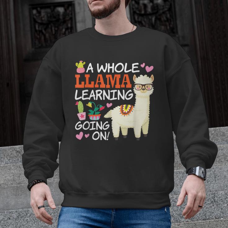Llama Learning T Shirt Teachers Students Alpaca Lovers Men Graphic Sweatshirt