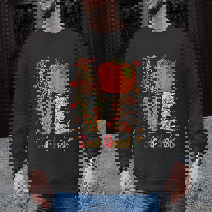 Love 2nd Grade Happy Fall Thanksgiving For 2nd Teacher For Men Women Girls Kids Men Graphic Sweatshirt