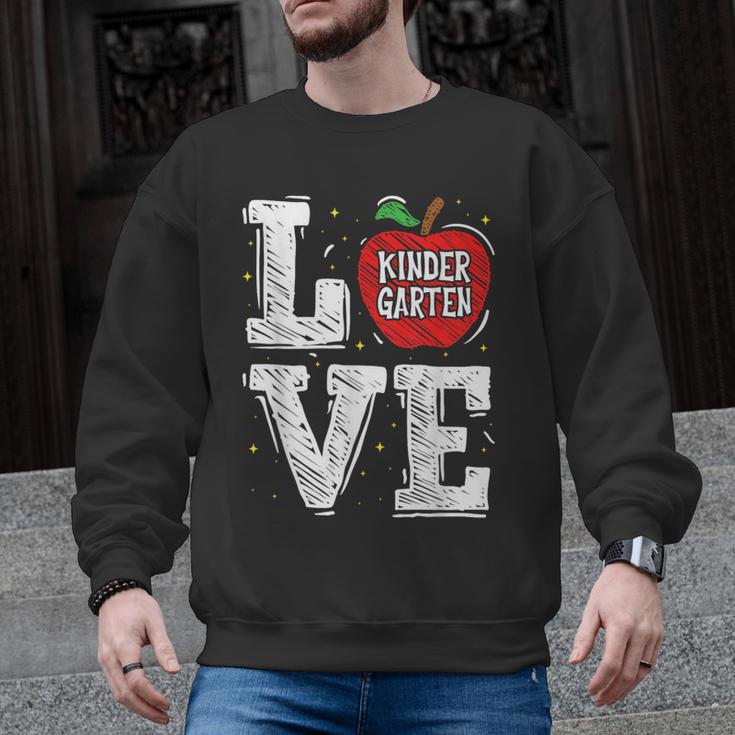 LOVE Kindergarten Teacher Student School Apple Men Graphic Sweatshirt